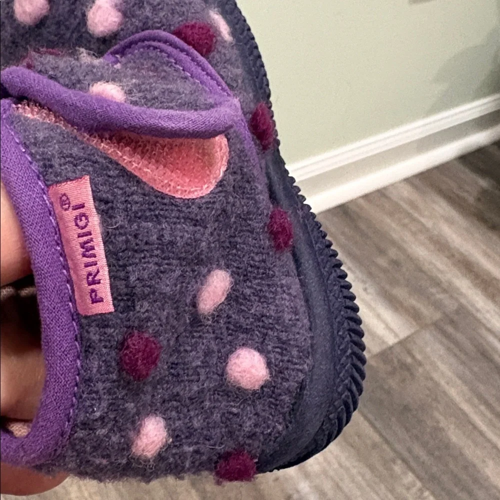 Primigi baby girls purple dotted wool booties size 23